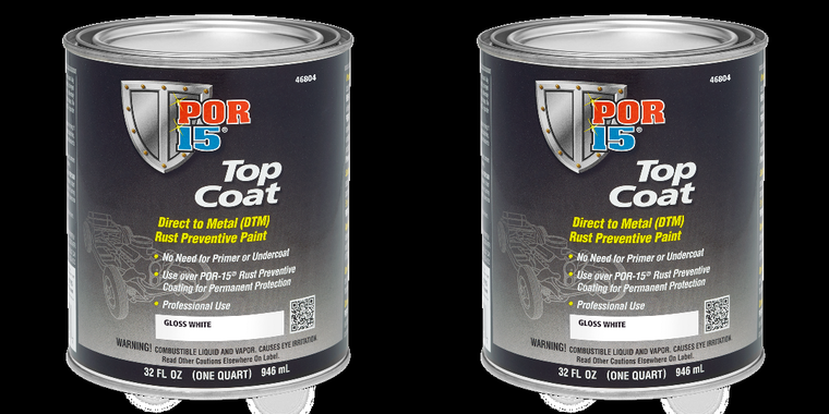 2x Protect with POR-15 Gloss White Paint | Prevent Rust, Long-lasting Coating | 1 Quart Can