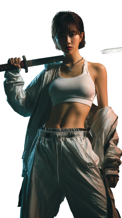 Cyberpunk Swordswoman V9 Vinyl Car Decal Sticker – Waterproof & UV-Resistant 4.8533333333333335"
