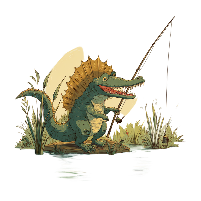 Cartoon Spinosaurus Fishing Vinyl Car Decal Sticker – Waterproof & UV-Resistant 3.4133333333333336"