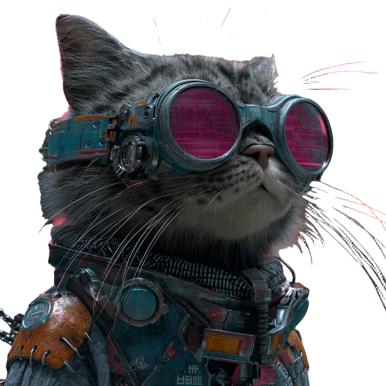 Cyber Punk Cat Vinyl Car Decal Sticker – Waterproof & UV-Resistant 6.826666666666667"