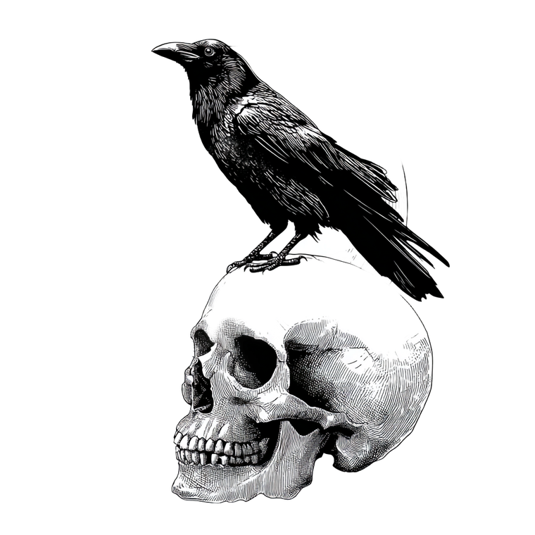 Skull And Raven Vinyl Car Decal Sticker – Waterproof & UV-Resistant 6.826666666666667"