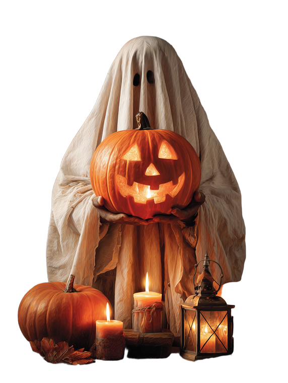 Ghost With Pumpkin V4 Vinyl Car Decal Sticker – Waterproof & UV-Resistant 4.1066666666666665"