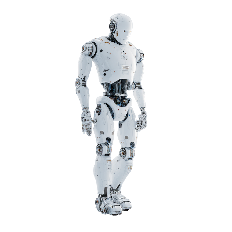 White Humanoid Robot Vinyl Car Decal Sticker – Waterproof & UV-Resistant 3.4133333333333336"