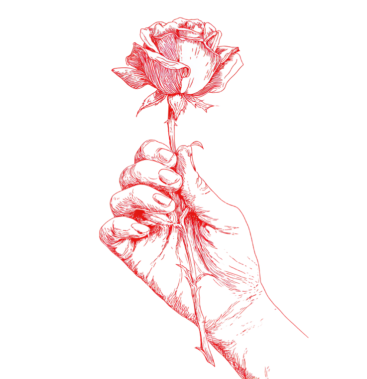 Hand Holding Rose V3 Vinyl Car Decal Sticker – Waterproof & UV-Resistant 3.52"