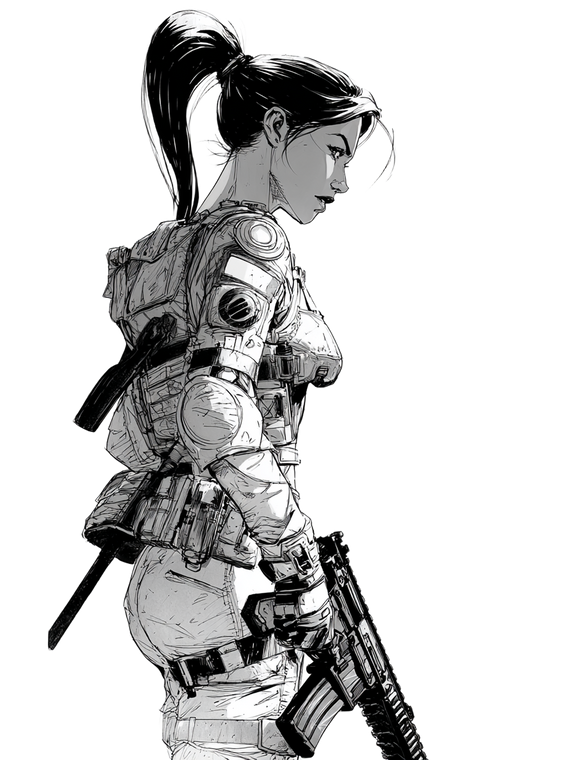 Futuristic Soldier Girl V2 Vinyl Car Decal Sticker – Waterproof & UV-Resistant 4.1066666666666665"