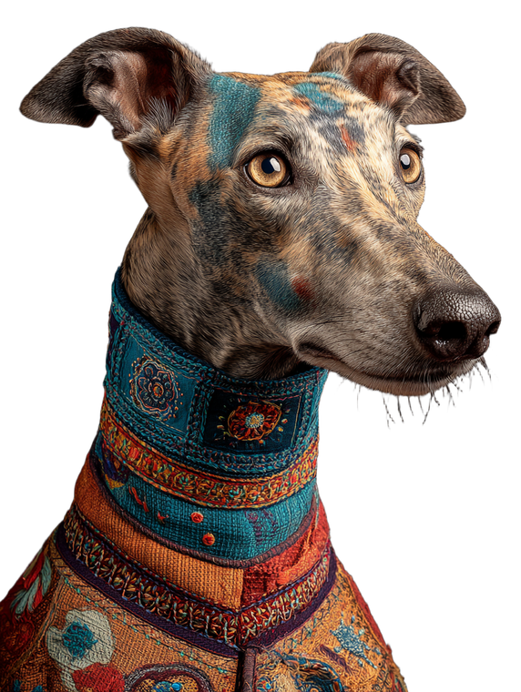 Patchwork Greyhound V2 Vinyl Car Decal Sticker – Waterproof & UV-Resistant 8.213333333333333"