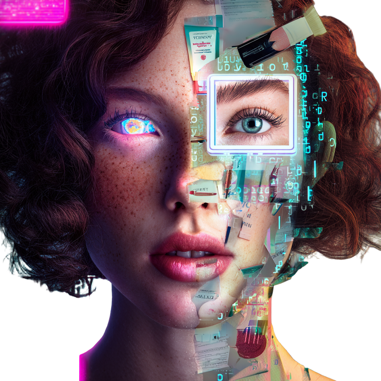 Glitched Beauty Portrait Vinyl Car Decal Sticker – Waterproof & UV-Resistant 6.826666666666667"