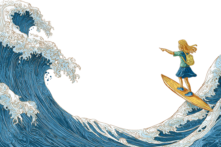 Surfer Girl Pencil Vinyl Car Decal Sticker – Waterproof & UV-Resistant 2.986666666666667"