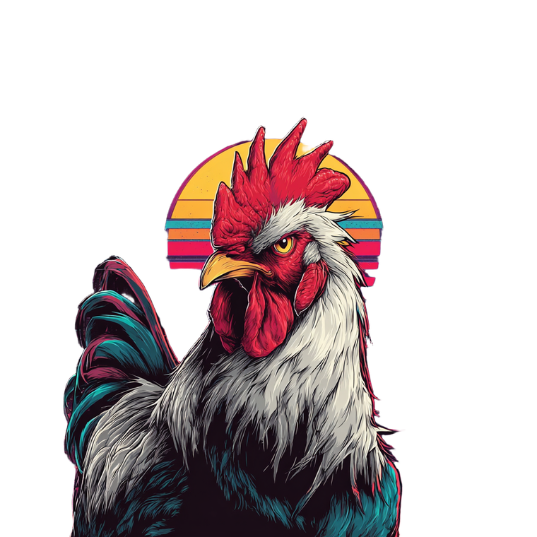 Angry Disco Rooster V2 Vinyl Car Decal Sticker – Waterproof & UV-Resistant 6.826666666666667"