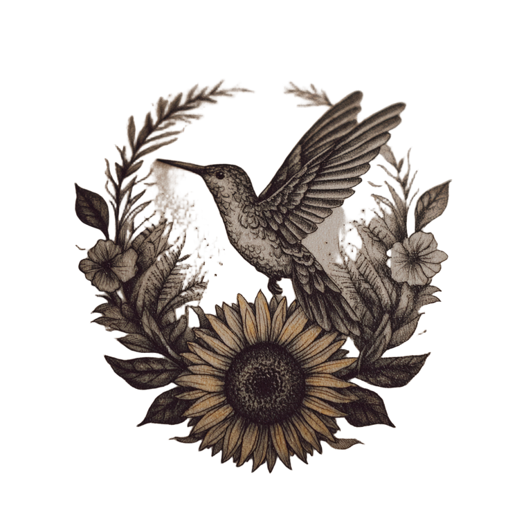Hummingbird And Sunflower Vinyl Car Decal Sticker – Waterproof & UV-Resistant 3.4133333333333336"