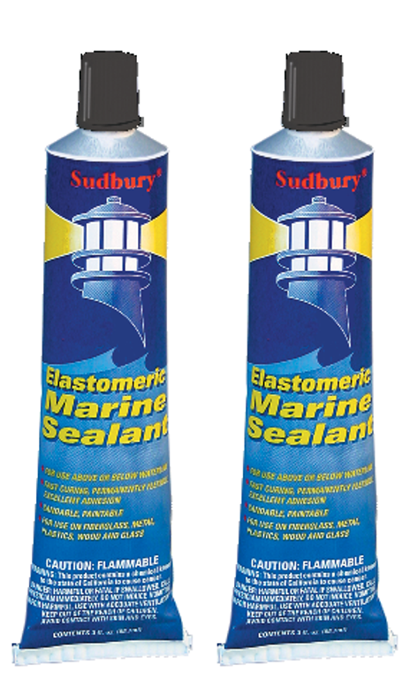 2x SUDBURY Black Elastomeric Adhesive Sealant | Stops Leaks on Marine and Outdoor Surfaces | 3oz Tube