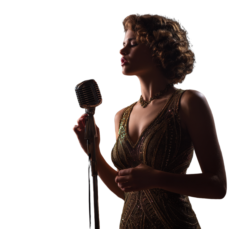 Golden Jazz Singer Vinyl Car Decal Sticker – Waterproof & UV-Resistant 6.826666666666667"