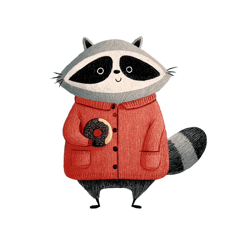 Cute Raccoon Donut V2 Vinyl Car Decal Sticker – Waterproof & UV-Resistant 3.4133333333333336"