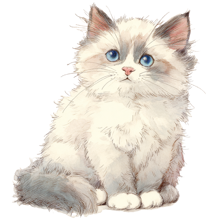 Fluffy Ragdoll Kitten V2 Vinyl Car Decal Sticker – Waterproof & UV-Resistant 3.4133333333333336"