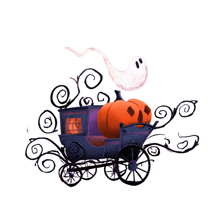 Ghost Pumpkin Carriage V2 Vinyl Car Decal Sticker – Waterproof & UV-Resistant 3.4133333333333336"