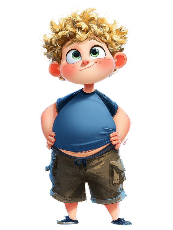 Chubby Blond Boy Vinyl Car Decal Sticker – Waterproof & UV-Resistant 8.213333333333333"