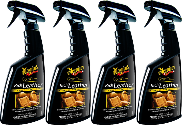 4x Meguiars Gold Class Leather Conditioner | Guards Against Sun Rays, Protects, Cleans & Conditions - 16oz
