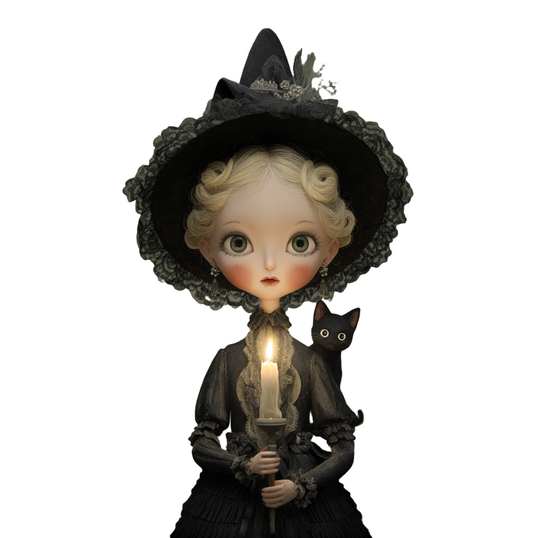 Gothic Witch Illustration V5 Vinyl Car Decal Sticker – Waterproof & UV-Resistant 3.4133333333333336"