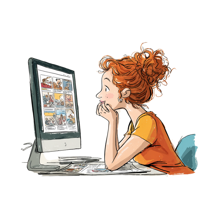 Redheaded Woman Cartoon Vinyl Car Decal Sticker – Waterproof & UV-Resistant 3.4133333333333336"