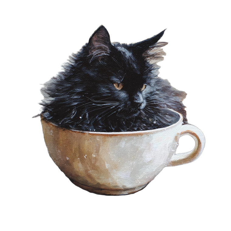 Cat In Coffee V3 Vinyl Car Decal Sticker – Waterproof & UV-Resistant 3.4133333333333336"