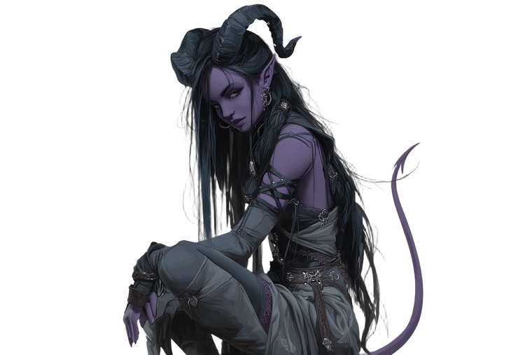 Purple-Skinned Tiefling V2 Vinyl Car Decal Sticker – Waterproof & UV-Resistant 2.986666666666667"