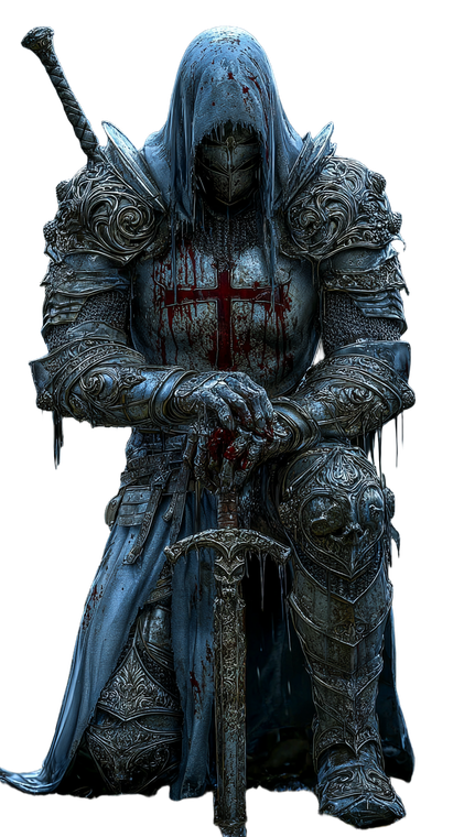 Wounded Templar Knight V2 Vinyl Car Decal Sticker – Waterproof & UV-Resistant 9.813333333333333"