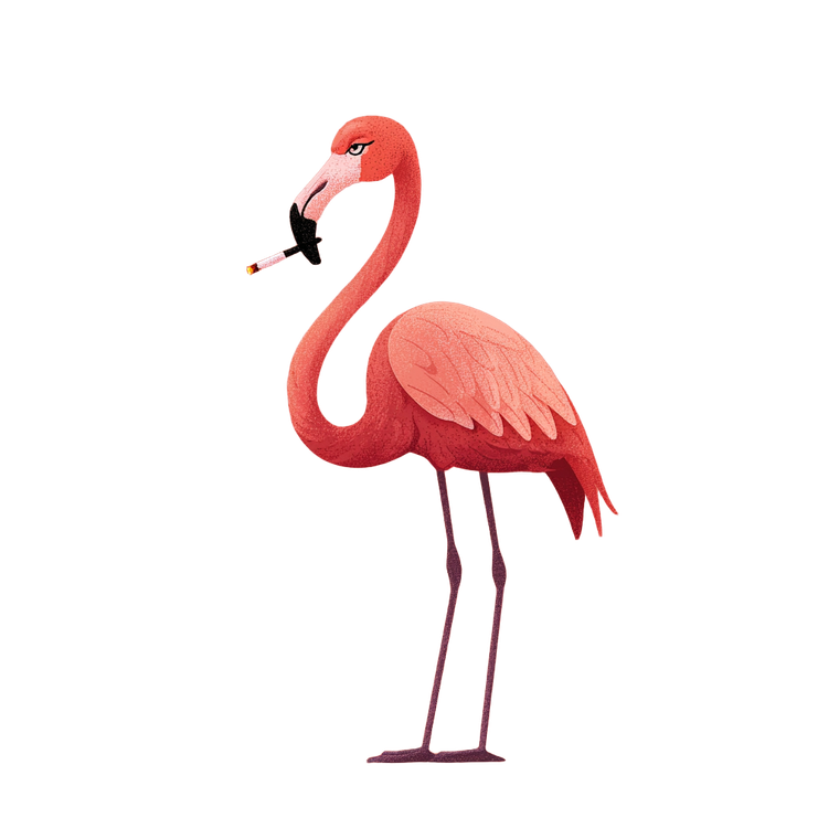 Smoking Flamingo Vinyl Car Decal Sticker – Waterproof & UV-Resistant 3.4133333333333336"