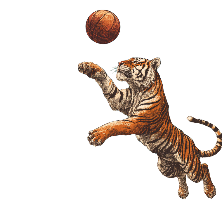 Tiger Basketball Leap Vinyl Car Decal Sticker – Waterproof & UV-Resistant 3.4133333333333336"