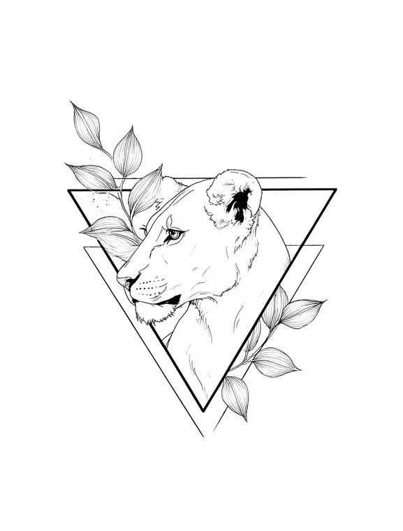 Lioness Triangle Tattoo Vinyl Car Decal Sticker – Waterproof & UV-Resistant 4.213333333333333"