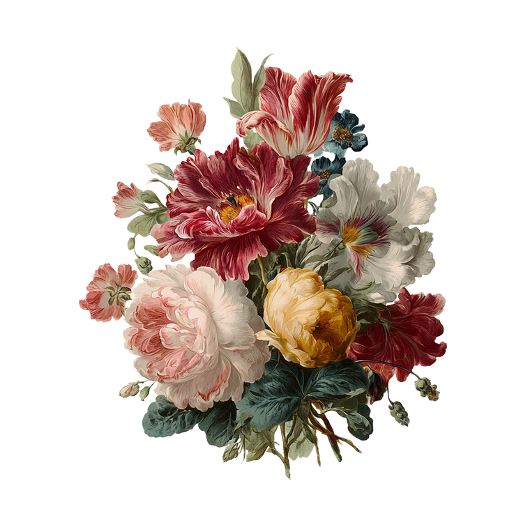 Rococo Flower Bouquet Vinyl Car Decal Sticker – Waterproof & UV-Resistant 3.4133333333333336"