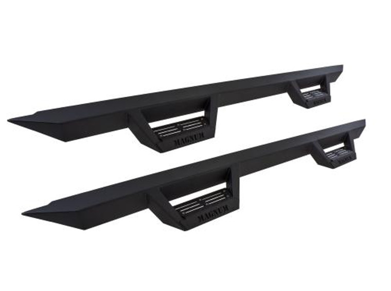 Fits 2020-2023 Jeep Gladiator JT Raptor Series Nerf Bar RTS40JP Magnum RT; With Drop Down Steps; Powder Coat; Textured Black; Steel; Rocker Panel Mount