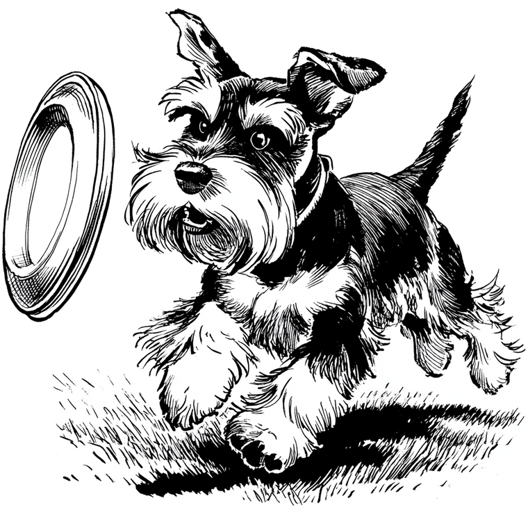 Schnauzer Chasing Frisbee Vinyl Car Decal Sticker – Waterproof & UV-Resistant 3.4133333333333336"