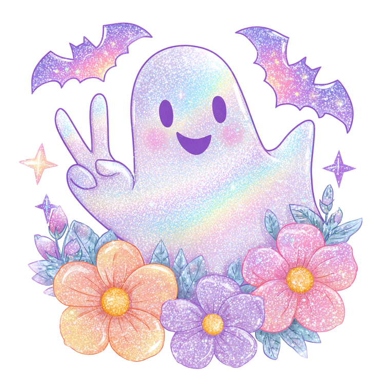 Kawaii Holographic Ghost V2 Vinyl Car Decal Sticker – Waterproof & UV-Resistant 6.826666666666667"