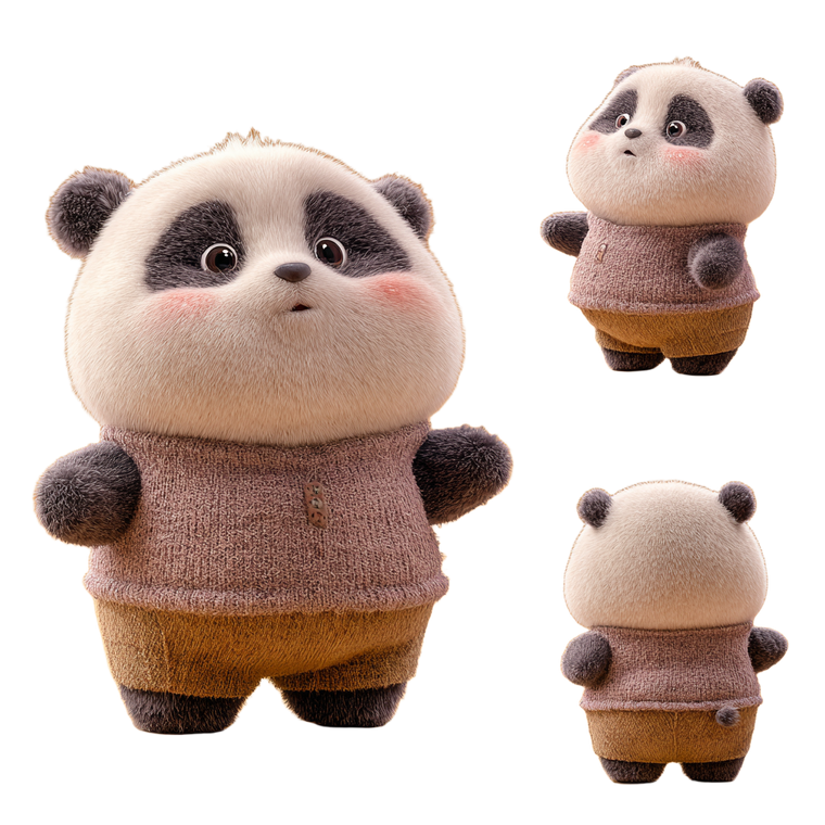 Chubby Panda Trio Vinyl Car Decal Sticker – Waterproof & UV-Resistant 3.4133333333333336"