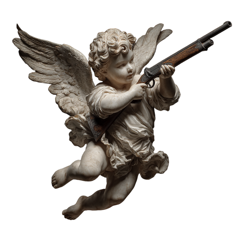 Cherub With Shotgun Vinyl Car Decal Sticker – Waterproof & UV-Resistant 3.4133333333333336"