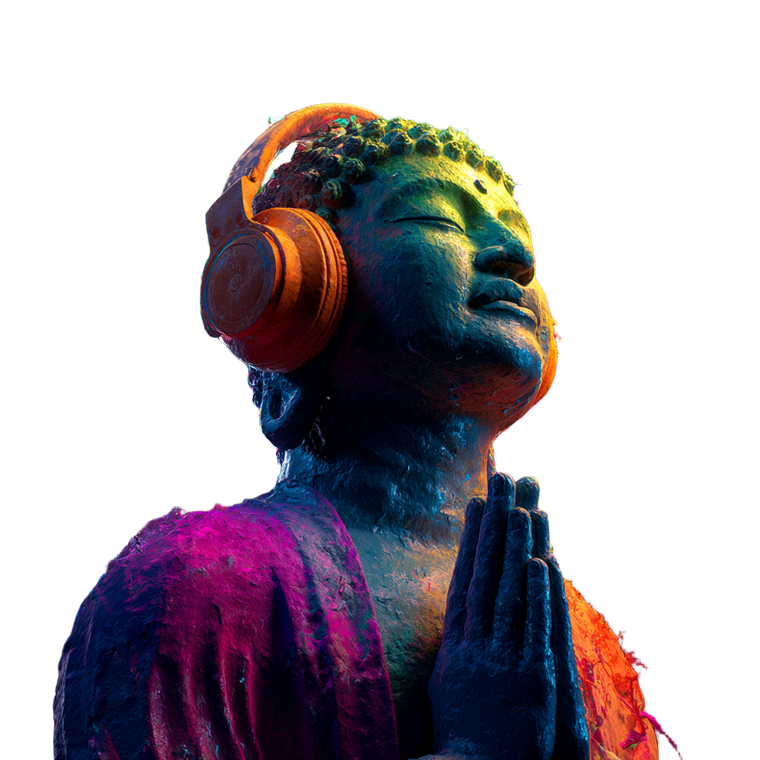 Buddha Headphones Transformation Vinyl Car Decal Sticker – Waterproof & UV-Resistant 3.4133333333333336"