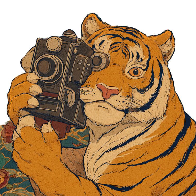 Tiger With Camera Vinyl Car Decal Sticker – Waterproof & UV-Resistant 6.826666666666667"