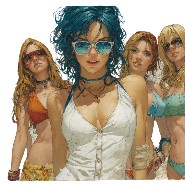 Beach Group Pose Vinyl Car Decal Sticker – Waterproof & UV-Resistant 6.826666666666667"
