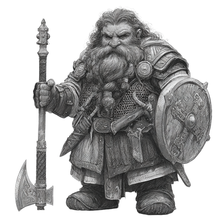 Dwarf Paladin Sketch V2 Vinyl Car Decal Sticker – Waterproof & UV-Resistant 3.4133333333333336"