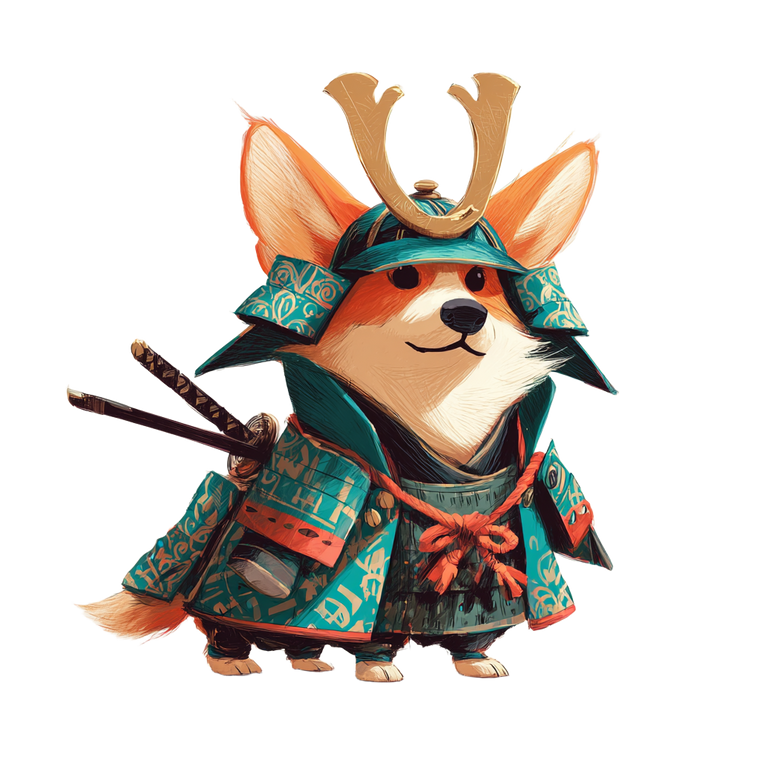 Samurai Corgi V2 Vinyl Car Decal Sticker – Waterproof & UV-Resistant 3.4133333333333336"