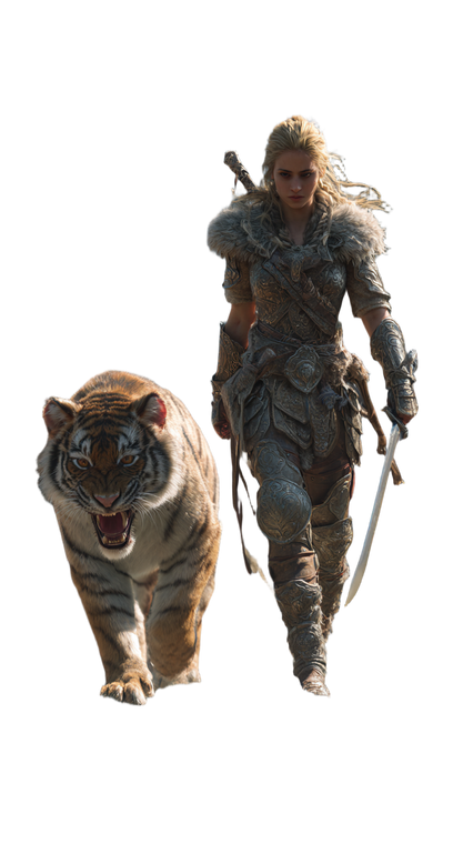Warrior And Tiger V4 Vinyl Car Decal Sticker – Waterproof & UV-Resistant 9.706666666666667"