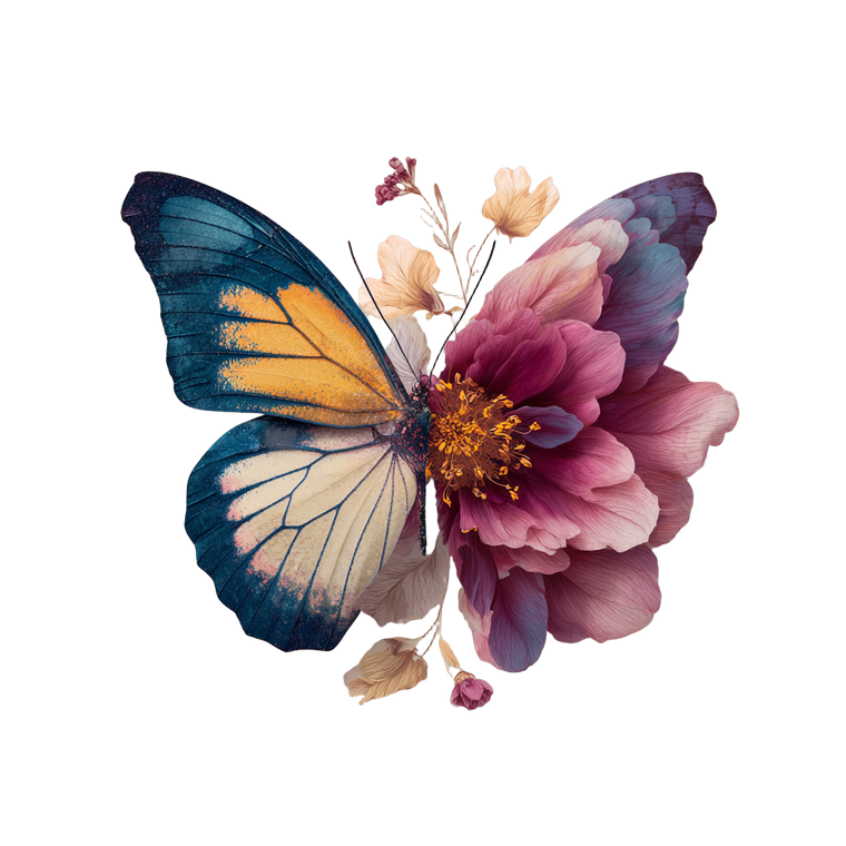 Butterfly Flower Hybrid Vinyl Car Decal Sticker – Waterproof & UV-Resistant 6.826666666666667"