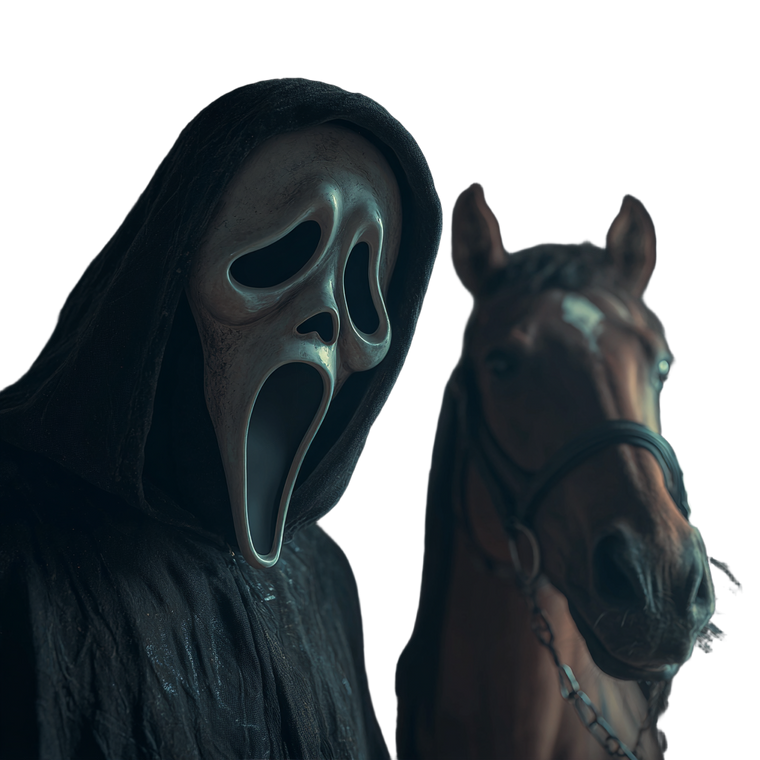 Ghostface With Horse V5 Vinyl Car Decal Sticker – Waterproof & UV-Resistant 3.4133333333333336"
