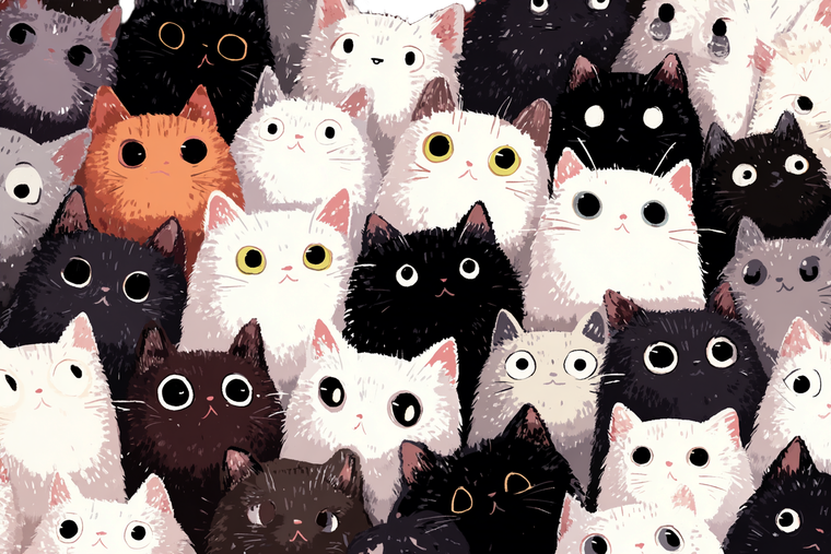 Cute Cartoon Kittens V4 Vinyl Car Decal Sticker – Waterproof & UV-Resistant 2.986666666666667"