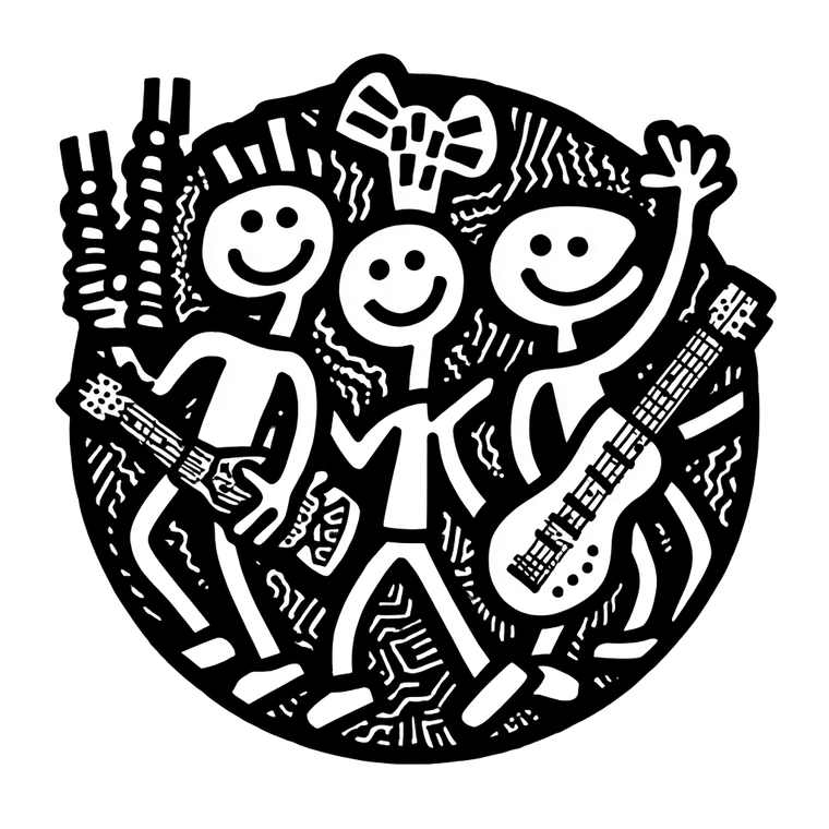 Musical Cartoon Trio Vinyl Car Decal Sticker – Waterproof & UV-Resistant 3.4133333333333336"