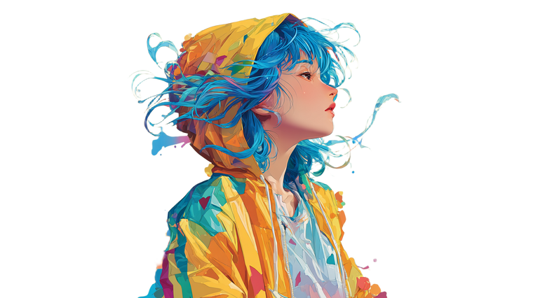 Blue-Haired Anime Girl V11 Vinyl Car Decal Sticker – Waterproof & UV-Resistant 2.72"