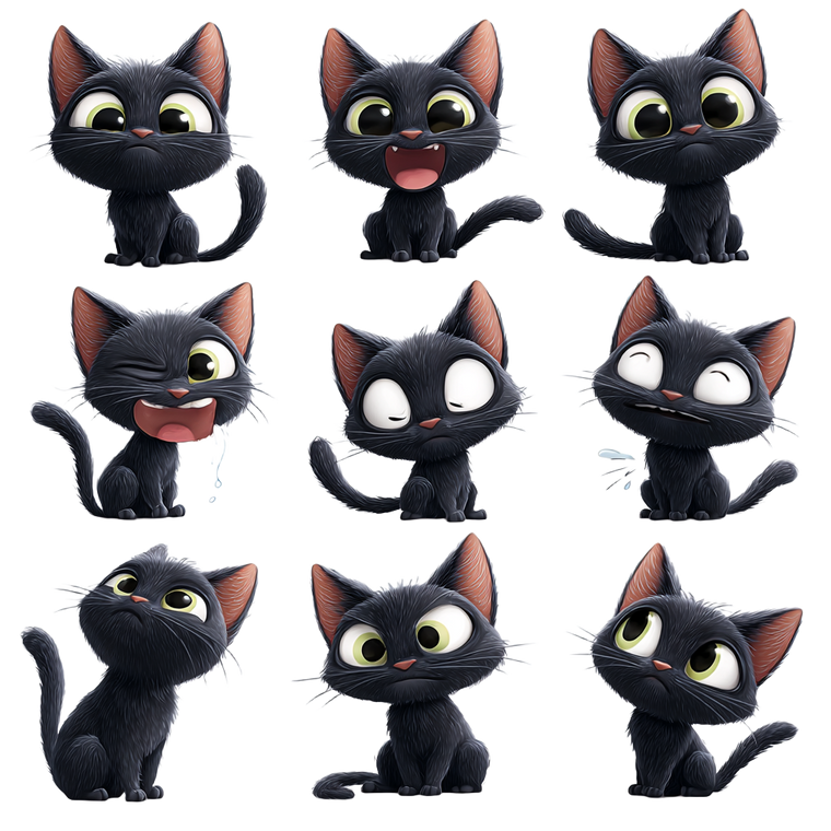 Cute Kitten Emojis V2 Vinyl Car Decal Sticker – Waterproof & UV-Resistant 6.826666666666667"