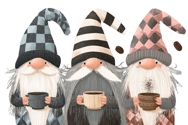Charming Coffee Gnomes Vinyl Car Decal Sticker – Waterproof & UV-Resistant 2.986666666666667"