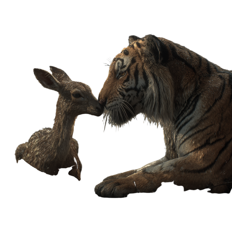 Tiger And Deer Vinyl Car Decal Sticker – Waterproof & UV-Resistant 6.826666666666667"