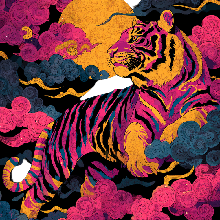 Vibrant Tiger Illustration V2 Vinyl Car Decal Sticker – Waterproof & UV-Resistant 3.4133333333333336"